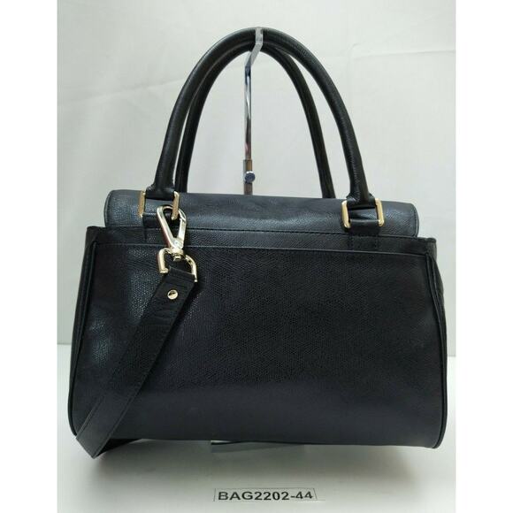 Talbots Black Leather Tassel 2 Ways Turnlock Closure Satchel Shoulder Bag - Picture 2 of 14